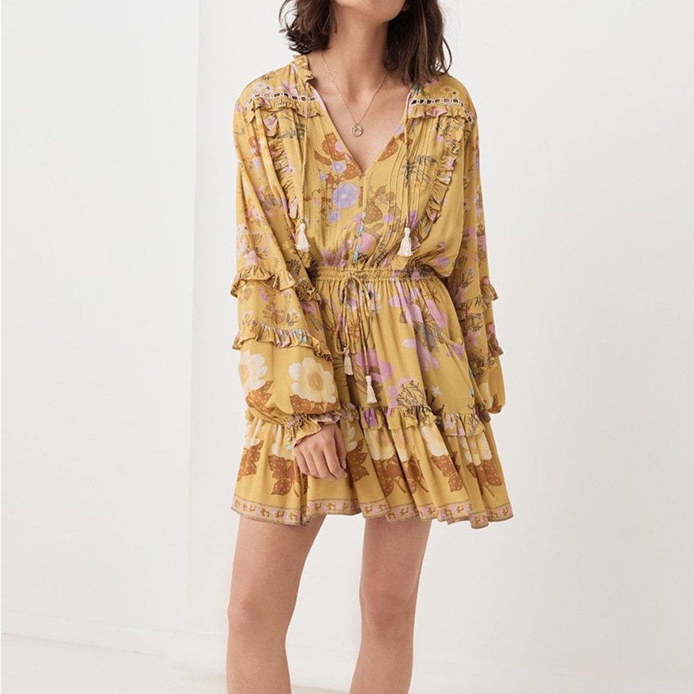 Spell Wild Bloom Long Sleeve Playdress Mustard